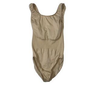 Balera Women's SZ M compression one piece nude with waist slimming shelf bra